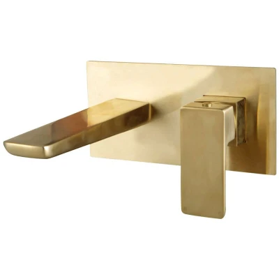 Image of Muro Single Lever Bath Shower Mixer Tap Wall Mounted Brushed Brass Orbit