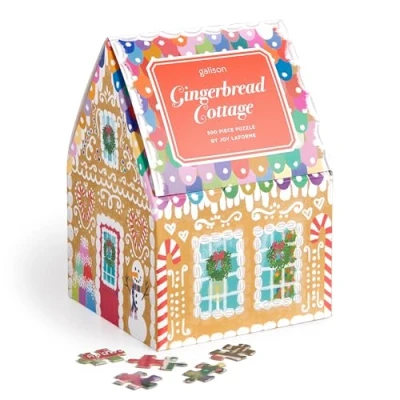 Image of Galison 9780735382756 Joy Laforme Gingerbread Cottage 500 Piece House Puzzle