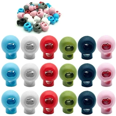 Image of CKANDAY 60 Pcs Plastic Cord Locks, Single Hole End Spring Toggle Stopper Slider for Drawstring Backpack Rucksack Craft Supplies 6 Colors,Round Ball Shape