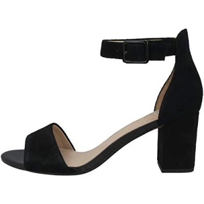 Image of Clarks Womens 261451604 Ankle Strap Heels, Black (Black Suede ), 5.5 UK