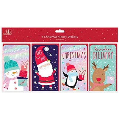 Image of Festive Wonderland Cute Christmas Money Gift Voucher Wallets Pack of 4