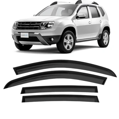 Image of CLIM ART wind deflector for/compatible with Dacia Duster 2010 2017 door rain deflectors,car accessories, car deflectors, tape on 4 pieces,Dark