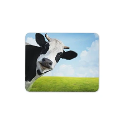 Image of Black &amp; White Cow Mouse Mat Pad Funny Cheeky Animal Fun PC Computer #8273