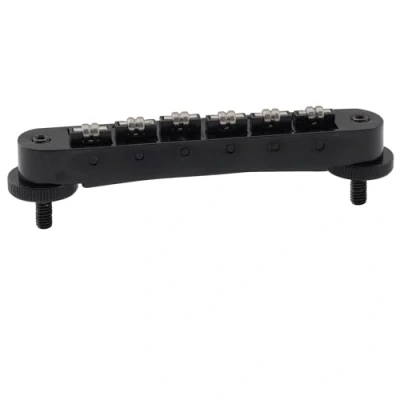 Image of Musiclily Pro 10.4mm Roller Saddle ABR Tune O Matic Bridge with M4 Post for Les Paul Style Electric Guitar, Black