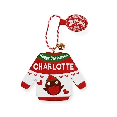 Image of History &amp; Heraldry Personalised Christmas Jumper Decorations (Charlotte)