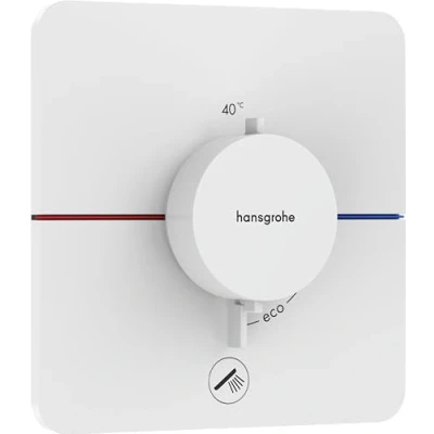 Image of hansgrohe ShowerSelect Comfort Q thermostat conceiled, bathroom tap with safety stop at 40 C, for showers and bath tubs, shower mixer 1 function, matt white, 15589700
