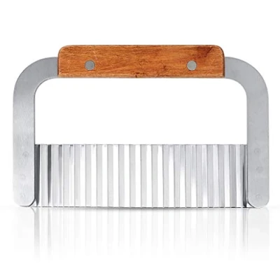 Image of Potato Chipper, Stainless Steel Crinkle Cutter, Wavy Blade Chips Cutter Slicer Vegetable Chopper (Silver)