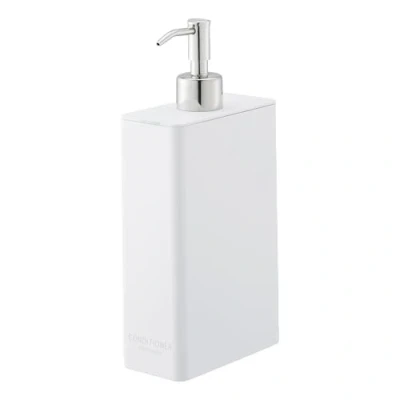 Image of YAMAZAKI Home Shower Dispenser Contemporary Bottle Pump ABS Plastic, Resin, Stainless, Polyethelene, White, One Size
