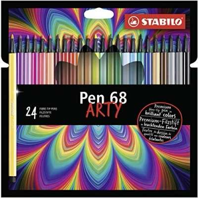 Image of Premium Fibre Tip Pen STABILO 68 ARTY Pack of 24 Assorted Colours