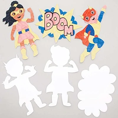 Image of Baker Ross FE400 Star Hero Card Shapes Pack of 30, Coloured Art Supplies for Kids Craft Blanks and Making Activities