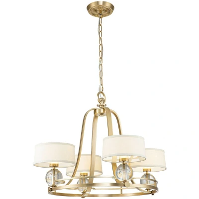 Image of Quoizel Gotham Multi Arm Chandelier with Shades Brushed Brass