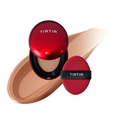 Image of [*Mini Size*] TIRTIR Mask Fit Red Cushion Foundation Full coverage, Weightless, Skin fit, Satin Glow Finish, Korean Makeup, beauty, Tattoo cover up, Buildable (#34C Amber, 0.15 Fl Oz)