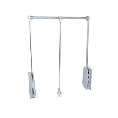 Image of Emuca Hang Pull Down Wardrobe Rail Lift, Adjustable Width 17,7 23,6 inch (450 600mm), Chrome Finish, Steel