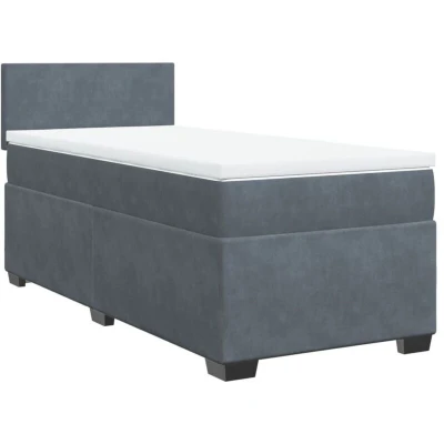 Image of vidaXL Box Spring Bed with Mattress Dark Grey 90x190 cm Velvet