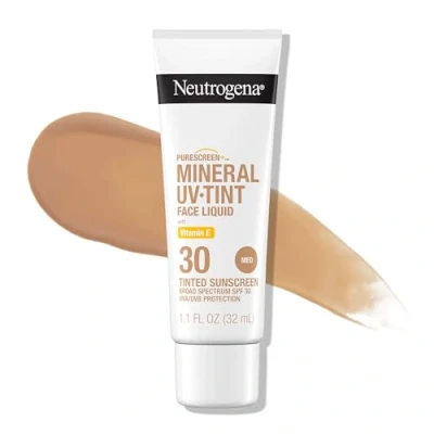 Image of Neutrogena Purescreen+ Tinted Sunscreen for Face with SPF 30, Broad Spectrum Mineral Zinc Oxide and Vitamin E, Water Resistant, Fragrance Free, Medium, 1.1 fl oz