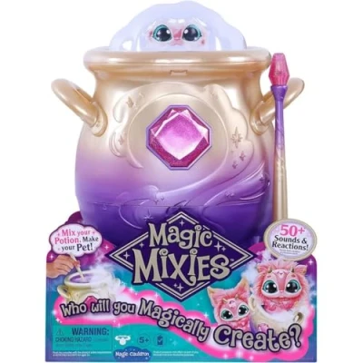 Image of Magic Mixies Magical Misting Cauldron with interactive plush toy, Pink, 9.25 x 7.91 8.27 inches