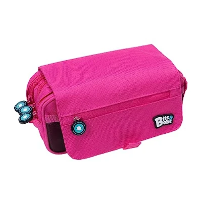 Image of Grafoplás School Case Three Compartments with Flap Fuchsia Bits &amp; Bobs Vivid Colours 23 x 10 cm Includes Time and Identification Zone, Fuchsia, 23x10x10cm,