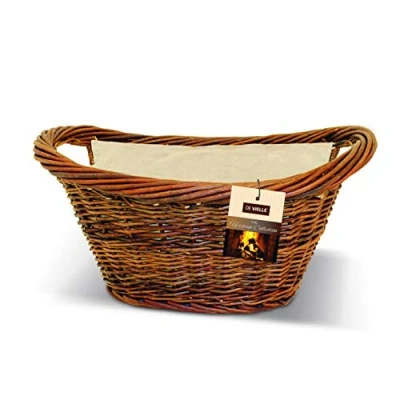 Image of De Vielle Natural Wicker Basket with Jute Liner, Metal, Black, 57x42x80 cm