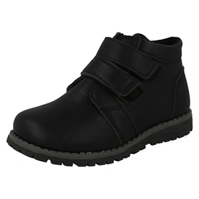 Image of JCDees Boys Round Toe Double Strap Ankle Boots Black Synthetic UK Size 7 EU 24 US 8