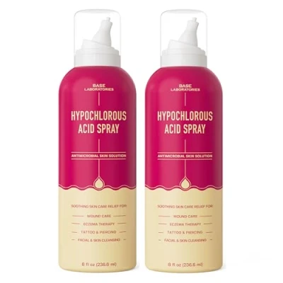 Image of BASE LABORATORIES Hypochlorous Acid Spray for Skin &amp; Face Healing HOCL Molecule Wounds, Irritations, Redness, Facial Cleanser, Acne Eczema Treatment 240ml x 2 2PK