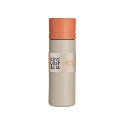 Image of Circular and Co Leakproof 600ml Reusable Water Bottle made from 92% Single Use Bottles (Chalk &amp; Orange Lid)