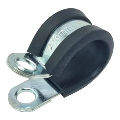 Image of 16mm Rubber Lined P Clips Steel Hose Pipe Clamp Pack of 5