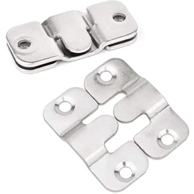 Image of Flush Mount Bracket, Tiberham Interlocking Photo Frame Hook, Heavy Duty Picture Hanger Z Clip Bracket for Large Display Art Gallery Wall Hardware (10 Pairs)