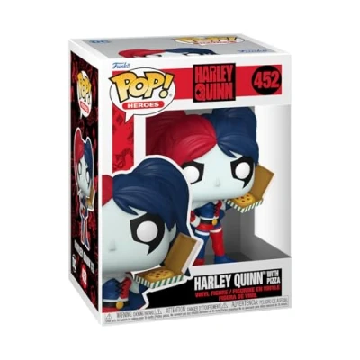 Image of Funko Pop! Heroes: DC Harley Quinn With Pizza Collectable Vinyl Figure Gift Idea Official Merchandise Toys for Kids &amp; Adults Comic Books Fans Model Collectors and Display