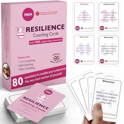Image of MBM 80 Resilience Coaching Cards. Known as Flash Cards, Emotion Cards &amp; Oracle Coach Gifts for Managers/Coaches. Use to Improve Emotional Intelligence Mental Health Relieve Anger Anxiety