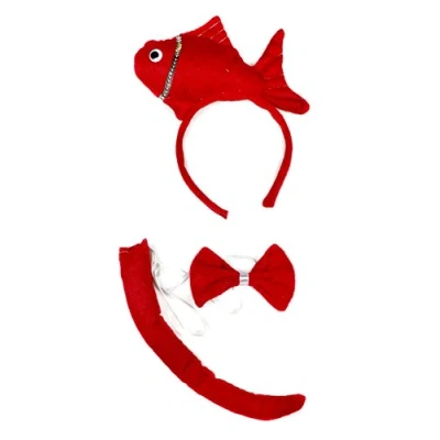 Image of Petitebelle Red Fish Headband Bowtie Tail 3pc Costume (Red)