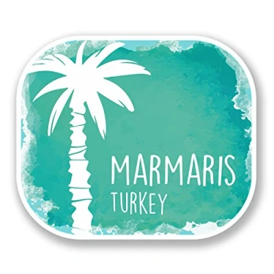 Image of 2 x 10cm Marmaris Turkey Vinyl Sticker Decal Luggage Travel Laptop Tag Fun #6507 (10cm Wide 8.5cm Tall)