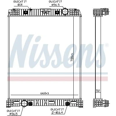 Image of 9405001203, 9405001303, 9405001403, 9405001503, 9405001603 Engine radiator NISSENS 67179