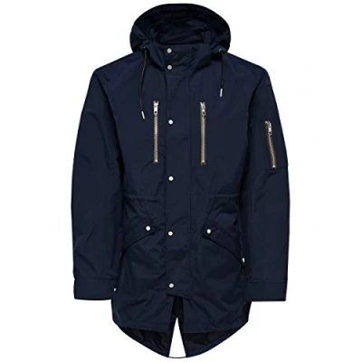 Image of ONLY &amp; SONS Men&#039;s Onsklaus Parka Noos Coat, Blue (Dark Sapphire), X Small