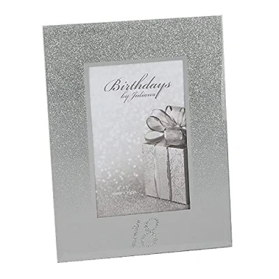 Image of Silver Glitter Mirror Glass Photo Frame 4x6 18th Gift Birthdays by Juliana