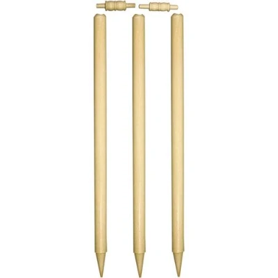 Image of SET OF 3 FULL SIZE CRICKET WICKETS WOODEN STUMPS