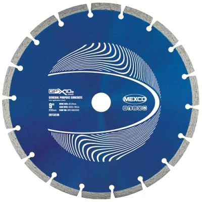 Image of Mexco GPX10 8 General Purpose Concrete Diamond Blade, Cutting Disc for Non Abrasive Building Materials 230mm, 8mm Segment Height