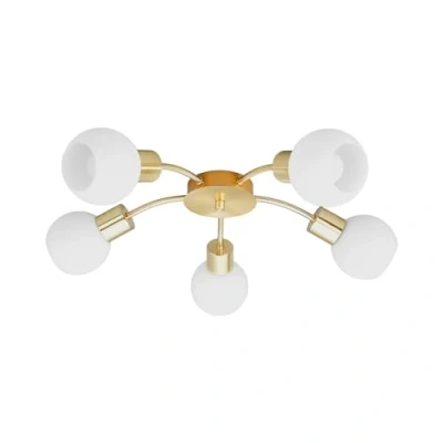 Image of Lindby ceiling lamp Elaina, Ø 54 cm, brass coloured, glass