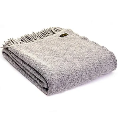 Image of Tweedmill Textiles Wafer KNEE RUG Throw Blanket 100% Pure New Wool BRITISH MADE SILVER GREY