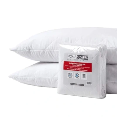 Image of HOMESCAPES Pillow Protectors 2 Pack Quilted Top Covers Super Soft Hypoallergenic and Anti Dust Mite with Diamond Quilting 48 x 74 cm
