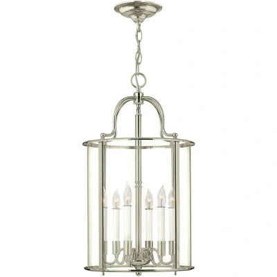 Image of Gentry 6 Candle Large Pendant Light Polished Nickel