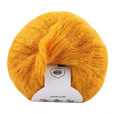 Image of Tomotato Mohair Yarn, Wool Knitting Popular Soft Angora Knitting, Ball Yarn Long Pashm Knit DIY Shawl Scarf Crochet Thread Supplies(Yellow)