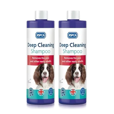 Image of RSPCA 2 x 250ml Deep Cleaning Shampoo Removes Fox Poo and other nasty smells Cruelty Free, Clear
