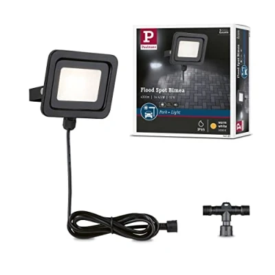 Image of Paulmann Bimea 94585 Park + Light LED Outdoor Floodlight IP65 Square Including 1 x 4.5 W Warm White Black Metal Garage 3000 K