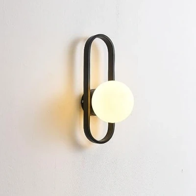 Image of RXPVUXE Mid Century Globe Wall Light Fixtures, Modern Indoor Frosted Glass Mount Lighting, Milk White Sconces Decor Lamp For Living Room Hallway Bedroom Bathroom, E27 Socket