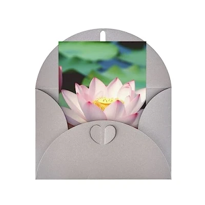 Image of Lotus Flowers Greeting Cards, Holiday Card Unique Envelopes for DIY Cards Wedding Birthday Invitations
