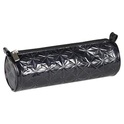 Image of Clairefontaine Ref 420027C Fantasy Holographic Reflective Round Pencil Case 22 x 7cm, Made From Polypropylene, Metal Zip &amp; Pull Tab Black Colour
