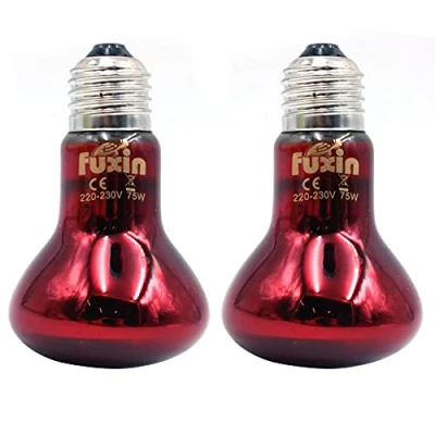 Image of ANCLLO 2pcs Reptile Heating Bulbs, Durable Infrared Heat Lamp Warming Light Bulb Red Pet for and Amphibian Lizard Tortoise Spider Snake Chameleon 220 230V(75W)