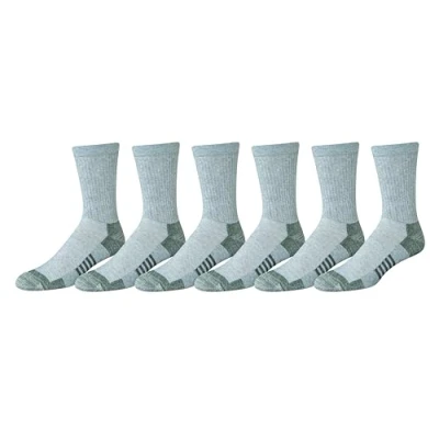 Image of Amazon Essentials Men&#039;s Performance Cotton Cushioned Breathable Athletic Crew Sports Socks, 6 Pairs, Grey, 11 13