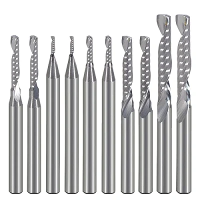 Image of EU_HOZLY 1mm 1.5mm 2.0mm 2.5mm 3.175mm Carbide 1 Flute Spiral Milling Cutter CNC Engraving Router Bits