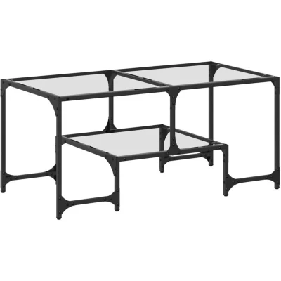 Image of vidaXL Coffee Table with Transparent Glass Top 98.5x50x45 cm Steel